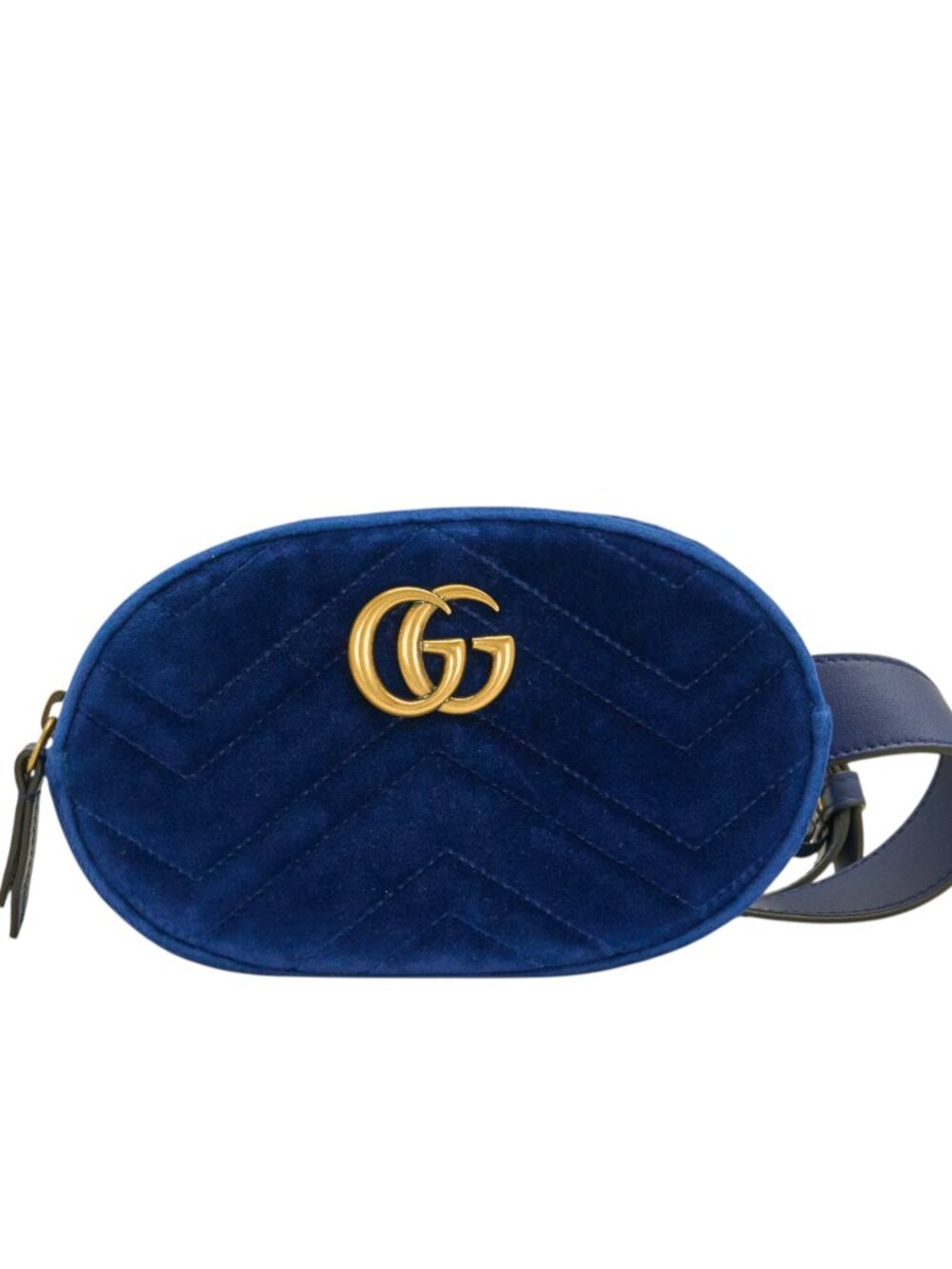 Gucci GG Marmont Belt Bag Blue Velvet